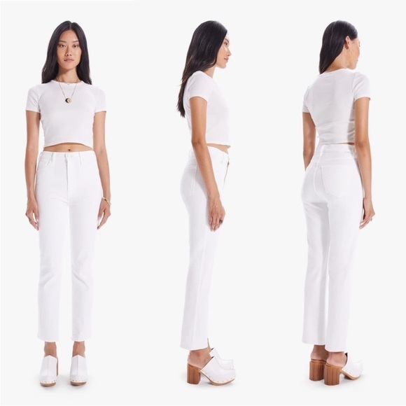 MOTHER Denim - Mother Denim High Waisted Rider Ankle Jeans in Fairest Of Them All White Size 25